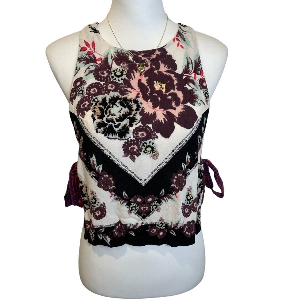 Free People This Sweet Love Side Tie Tank Top Floral Bohemian Summer Sz XS